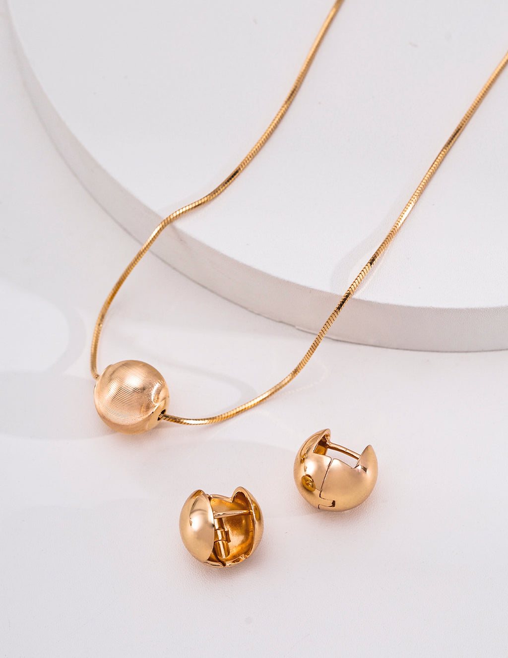 Minimalist Brushed Sphere S925 Necklace - Jewelry Set