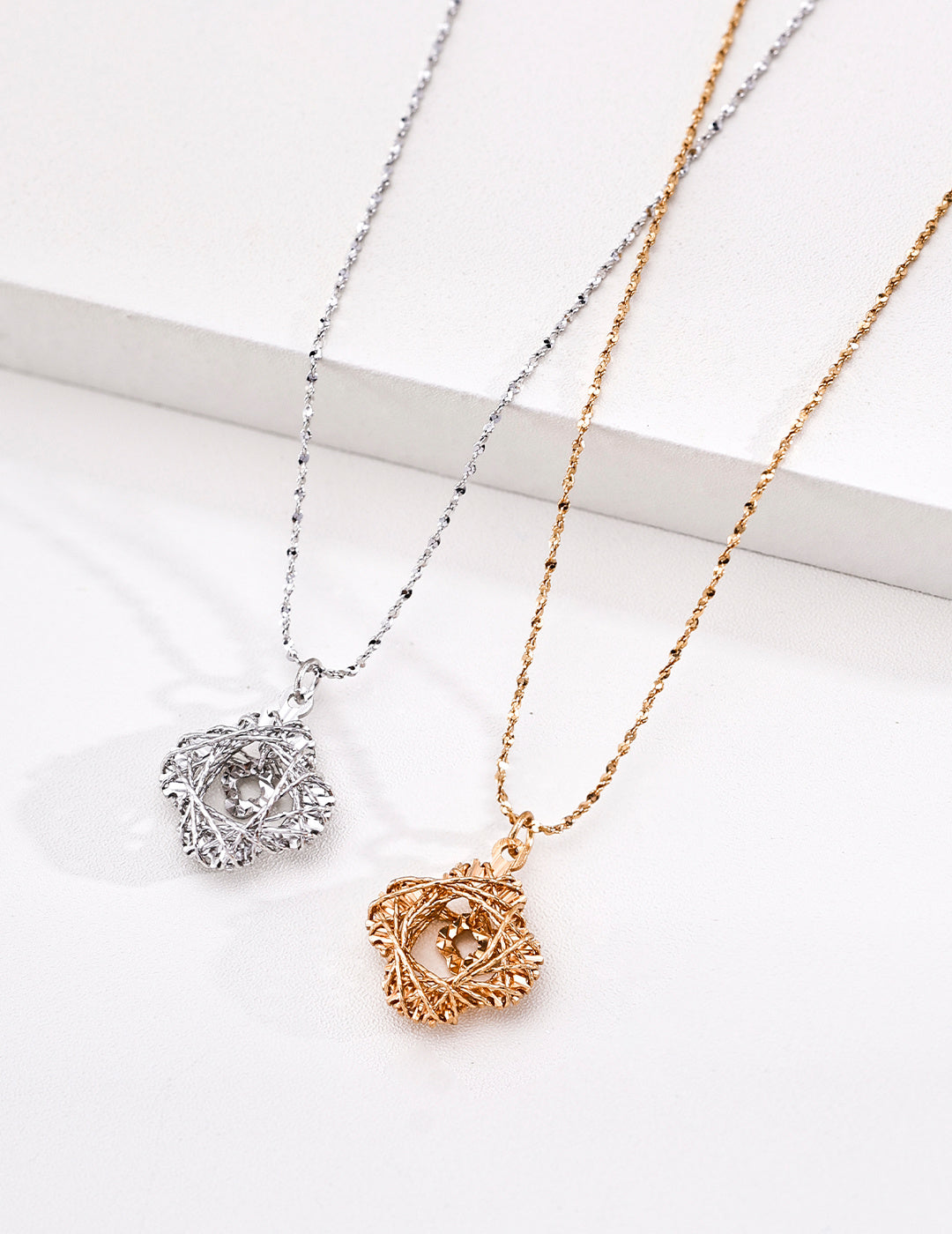 "Dreamcatcher" Woven Lattice S925 Necklace - Gold and Silver Pair