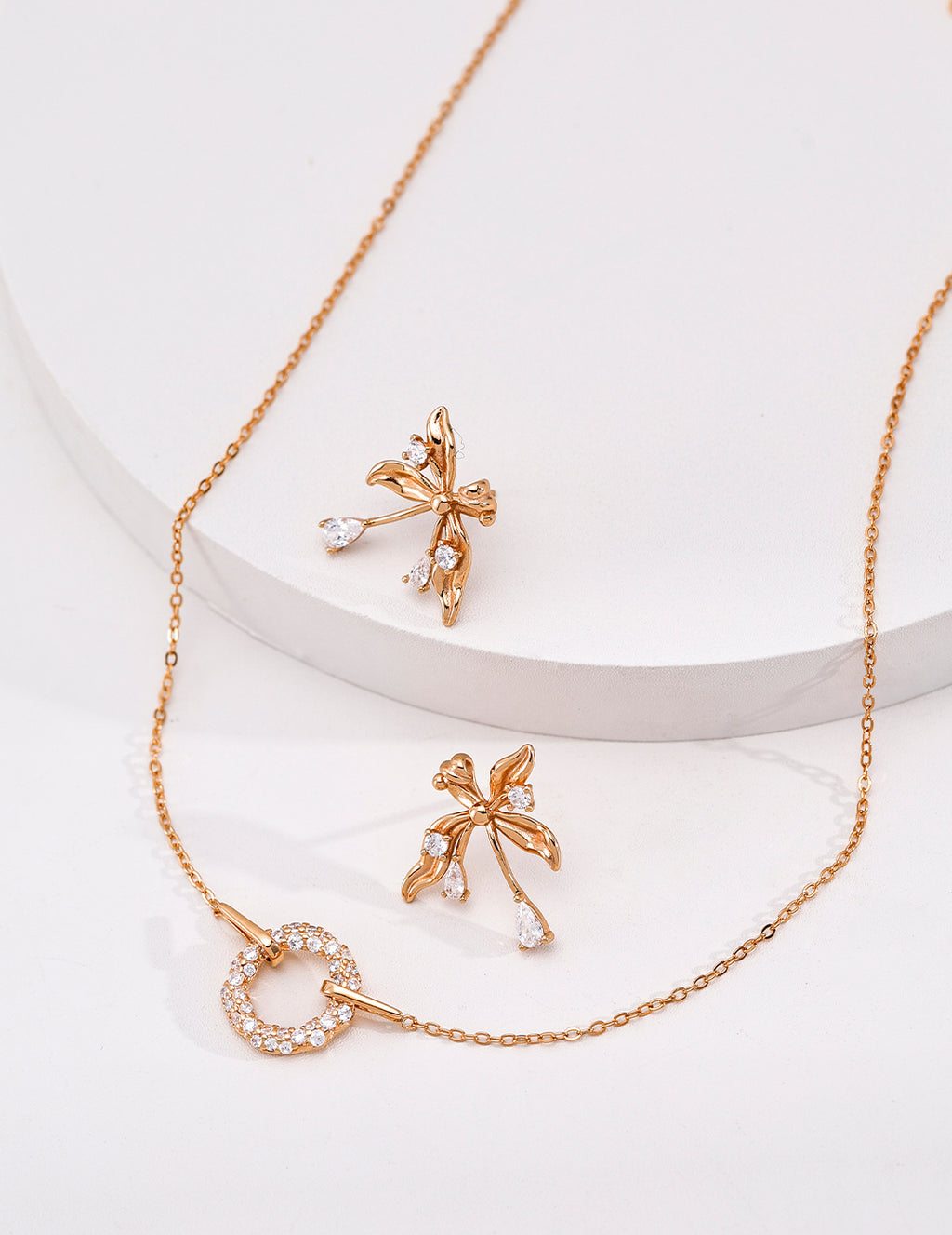 "Everlasting Wreath" Pavé Circle S925 Necklace - Jewelry Set