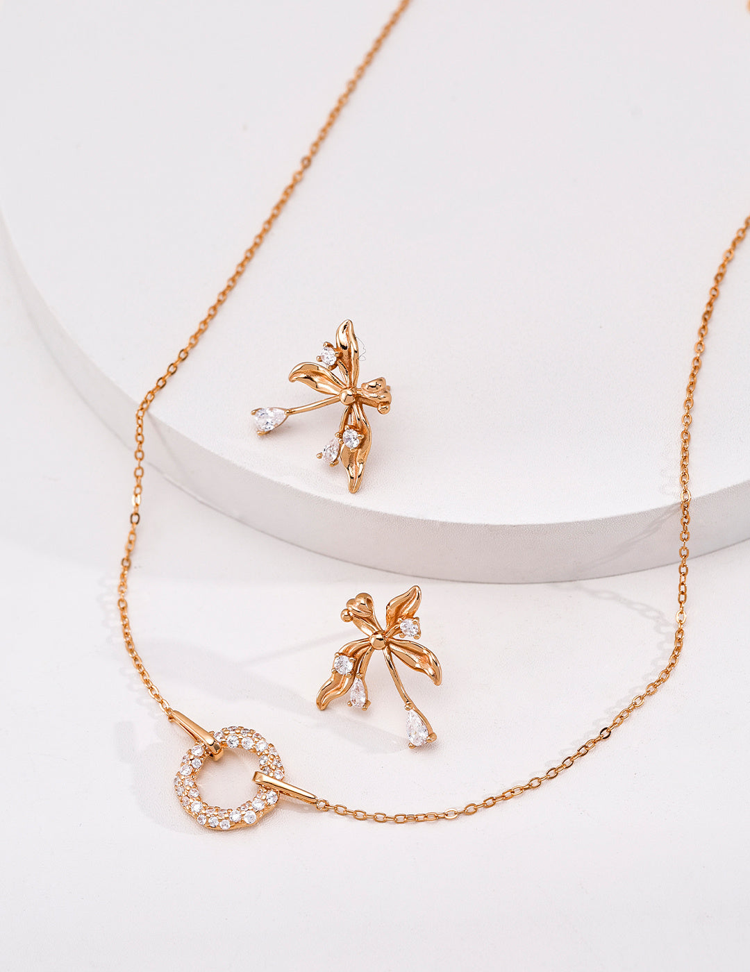 "Everlasting Wreath" Pavé Circle S925 Necklace - Jewelry Set