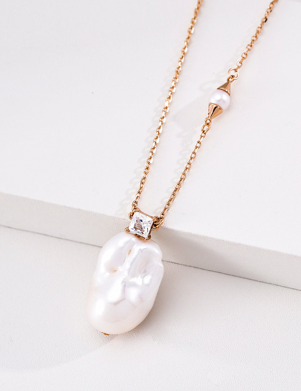 Asymmetric Baroque Pearl S925 Necklace - Pearl Pendant