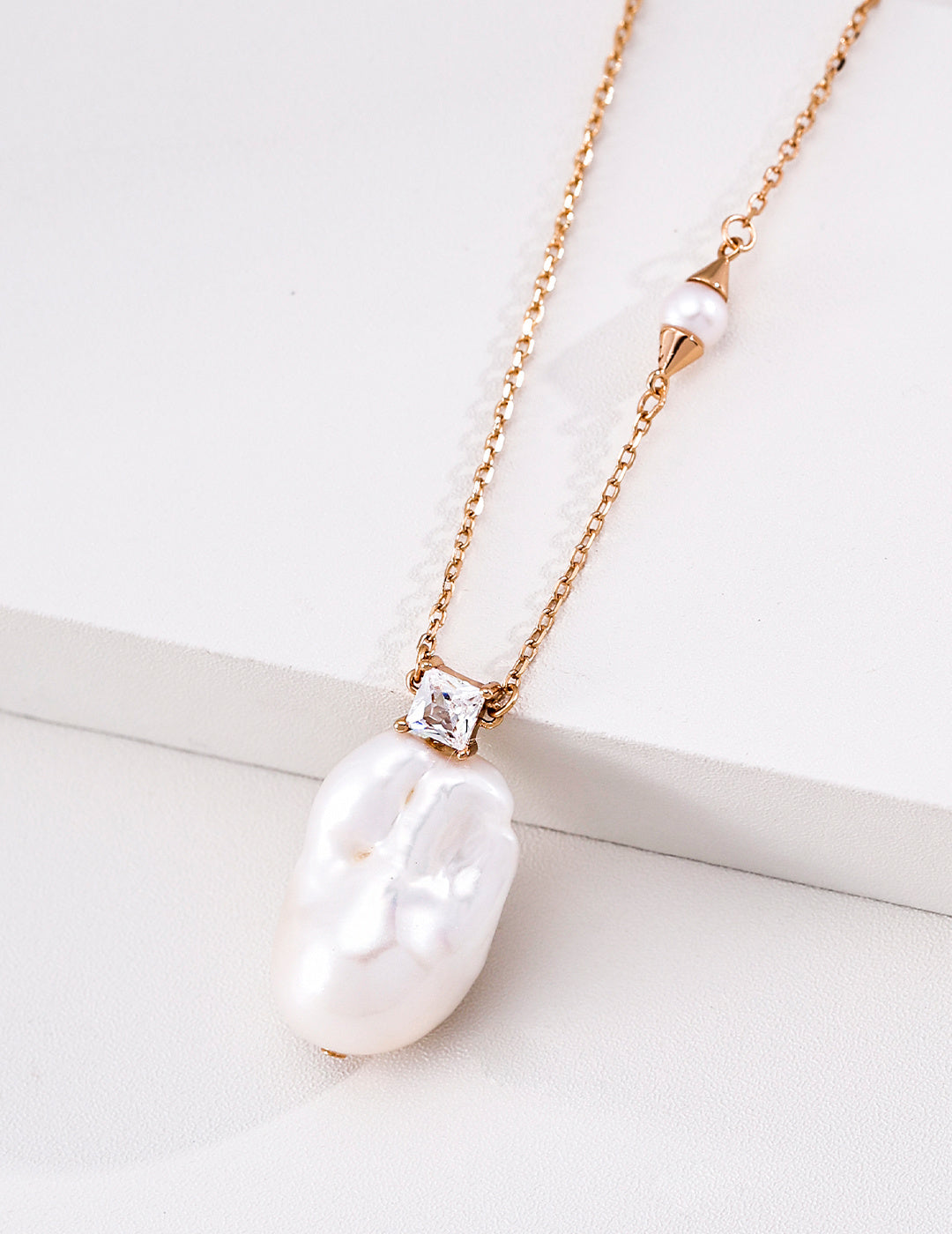 Asymmetric Baroque Pearl S925 Necklace - Pearl Pendant