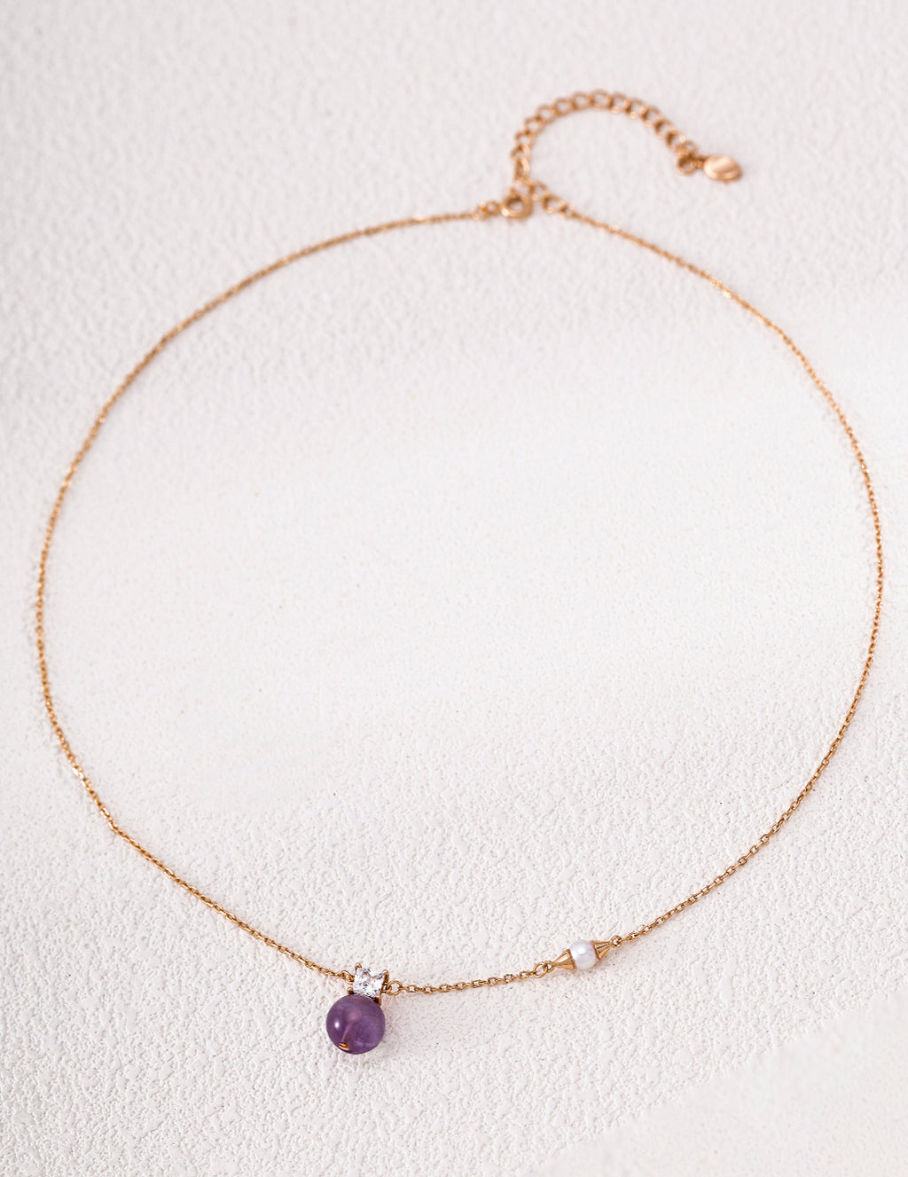 Asymmetric Amethyst Orb S925 Necklace - Full Strand
