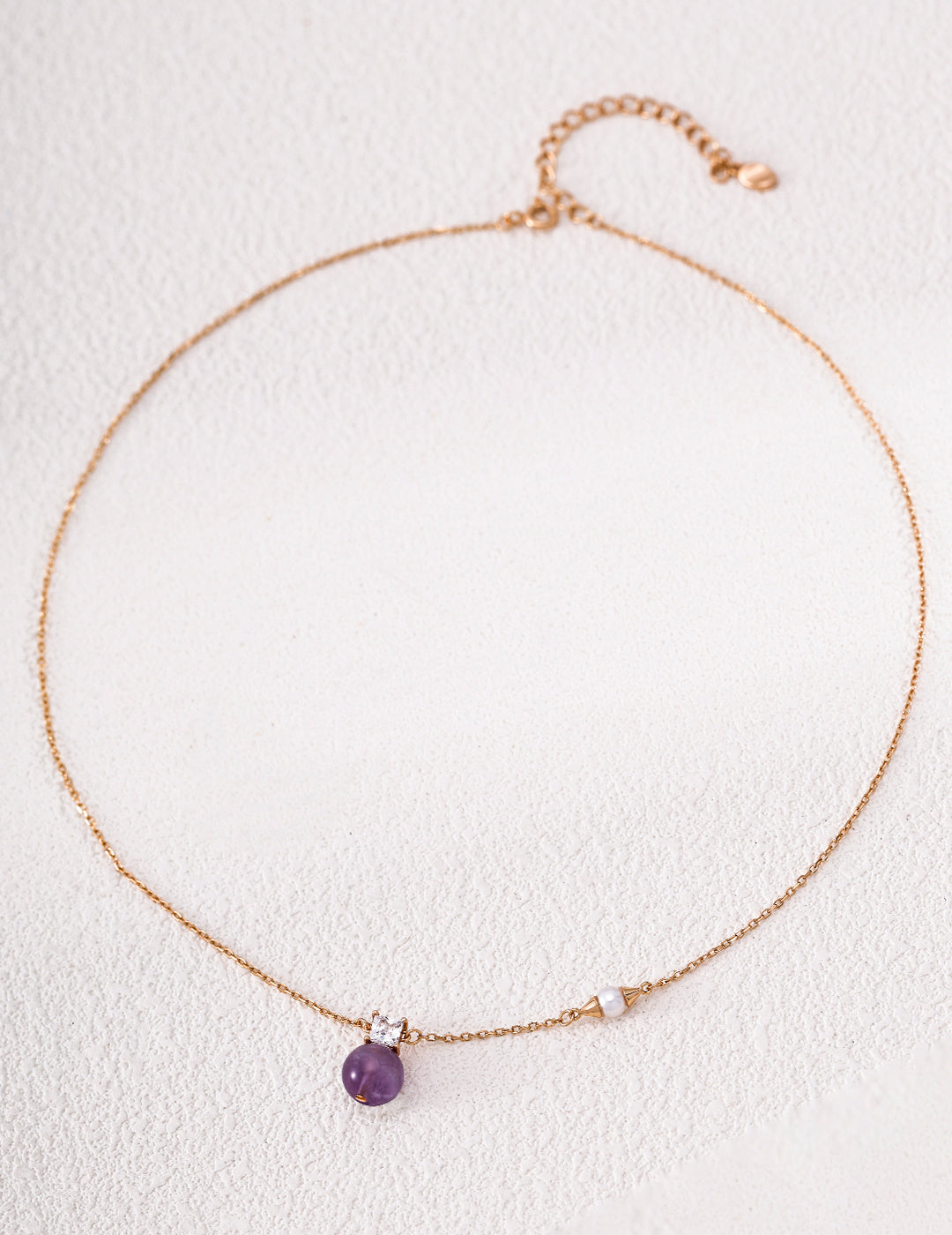 Asymmetric Amethyst Orb S925 Necklace - Full Strand