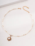 Rococo Floral Coronet Pearl S925 Necklace - Gold