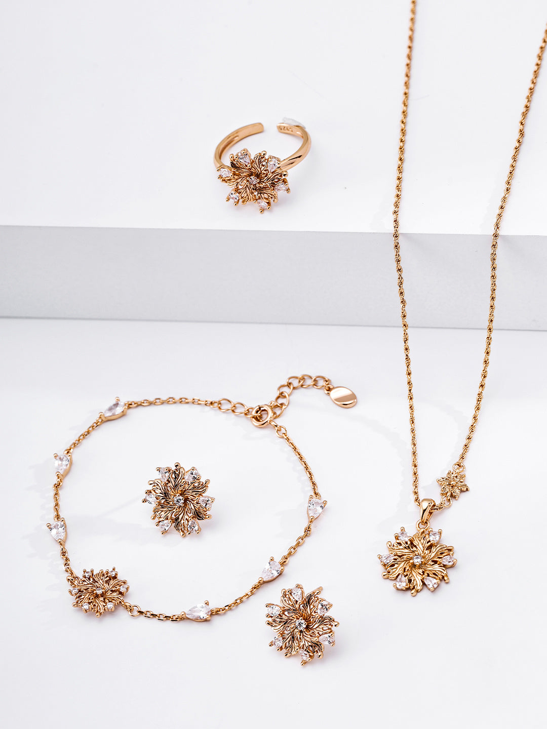 Blooming Lily Blossom S925 Necklace - Jewelry Suite Flat Lay