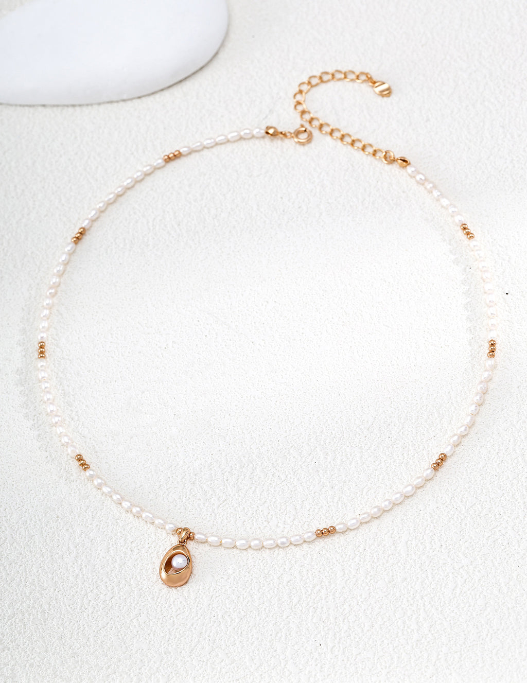Sculptural Teardrop Floating Pearl S925 Necklace - Gold