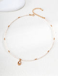 Sculptural Teardrop Floating Pearl S925 Necklace - Gold