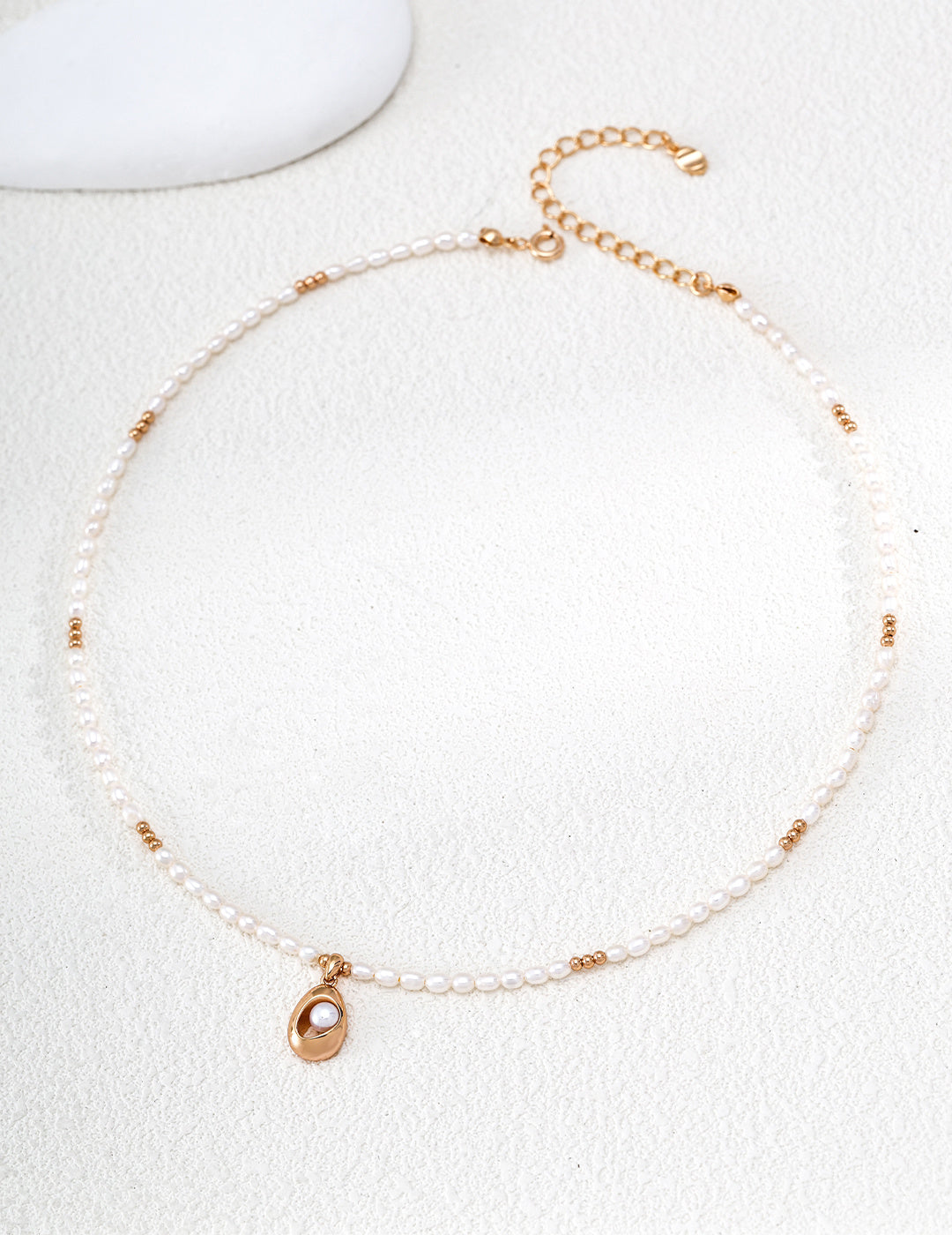 Sculptural Teardrop Floating Pearl S925 Necklace - Gold