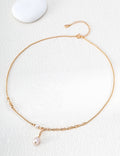 "Molten Lava" Asymmetric Pearl Drop S925 Necklace - Gold Flat Lay