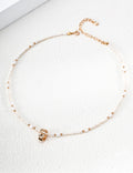 Meandering Wave Barrel Pearl S925 Necklace - Gold