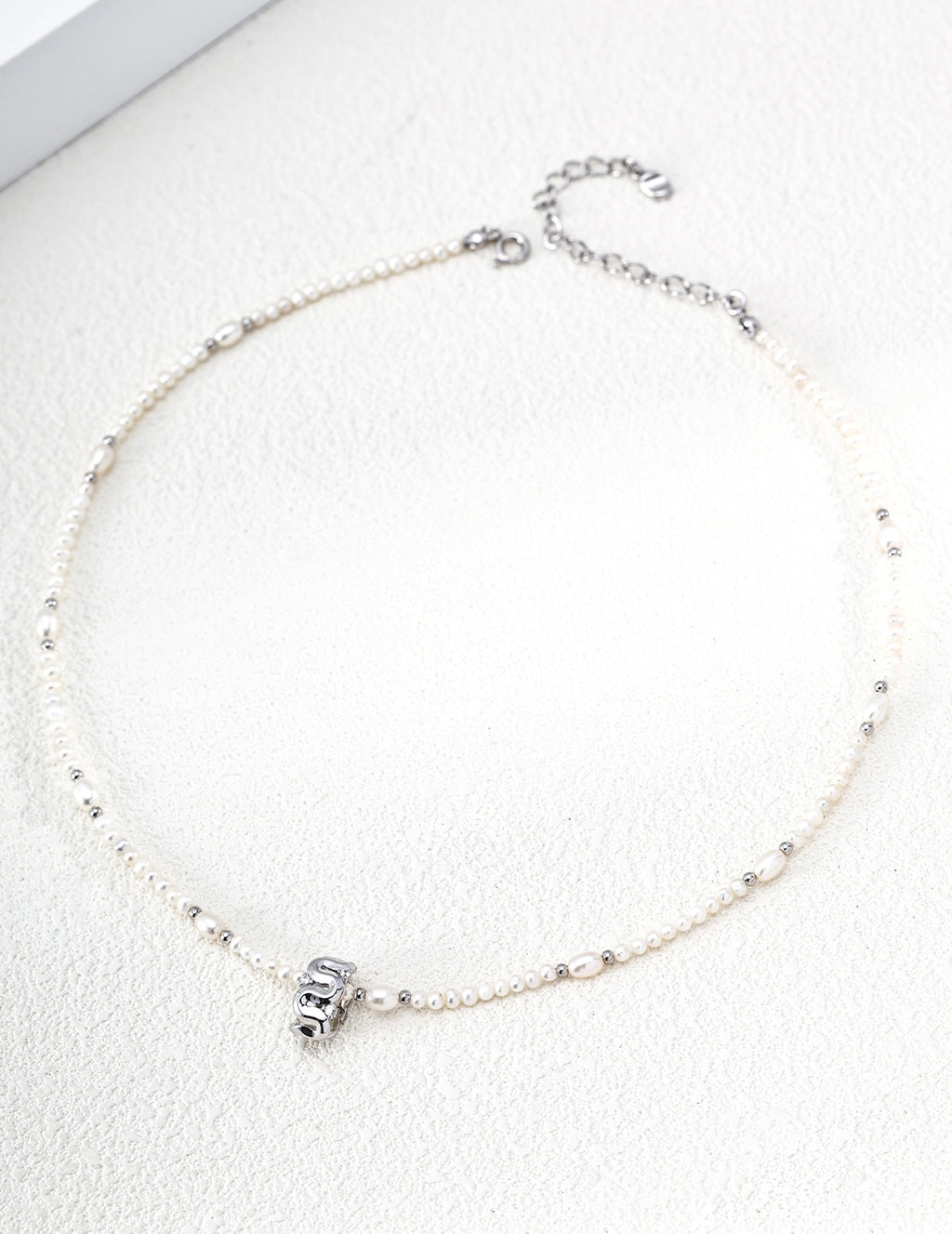 Meandering Wave Barrel Pearl S925 Necklace - Silver