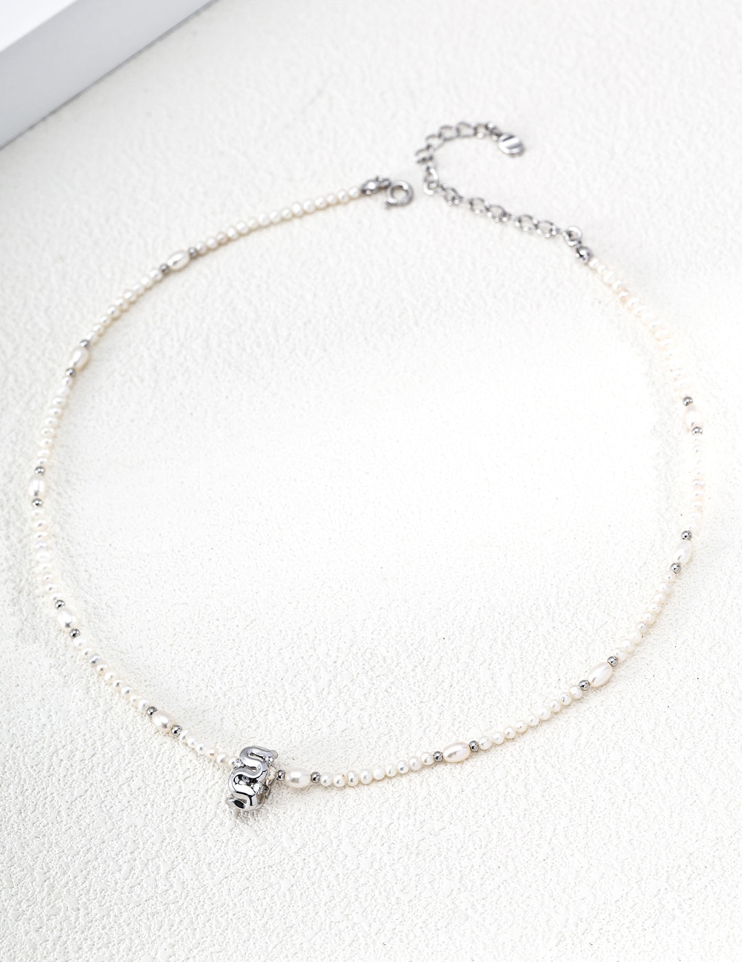 Meandering Wave Barrel Pearl S925 Necklace - Silver
