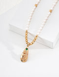 Engraved Rose Teardrop Pearl S925 Necklace - On Step
