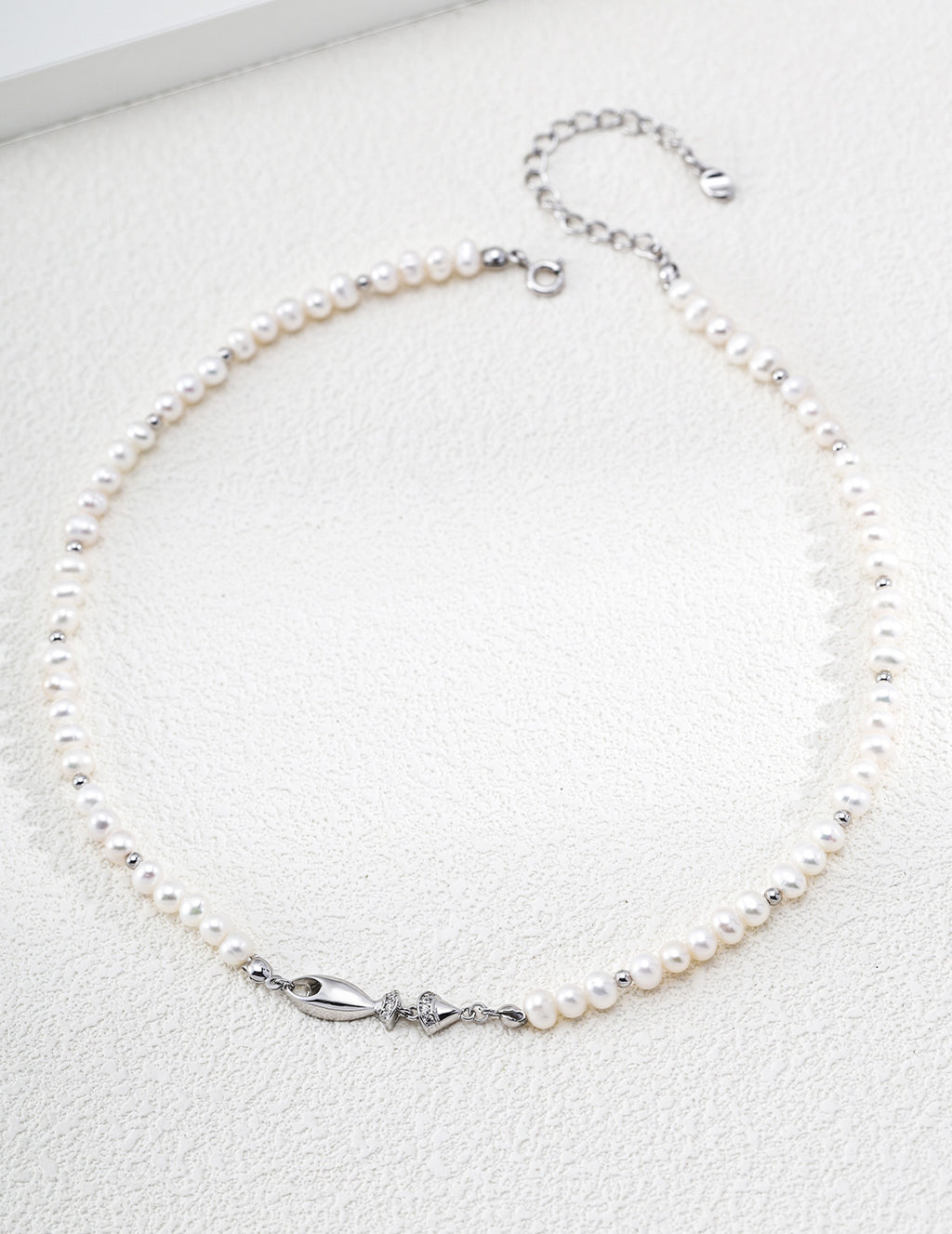 Sculptural Leaping Fish Pearl S925 Necklace - Silver
