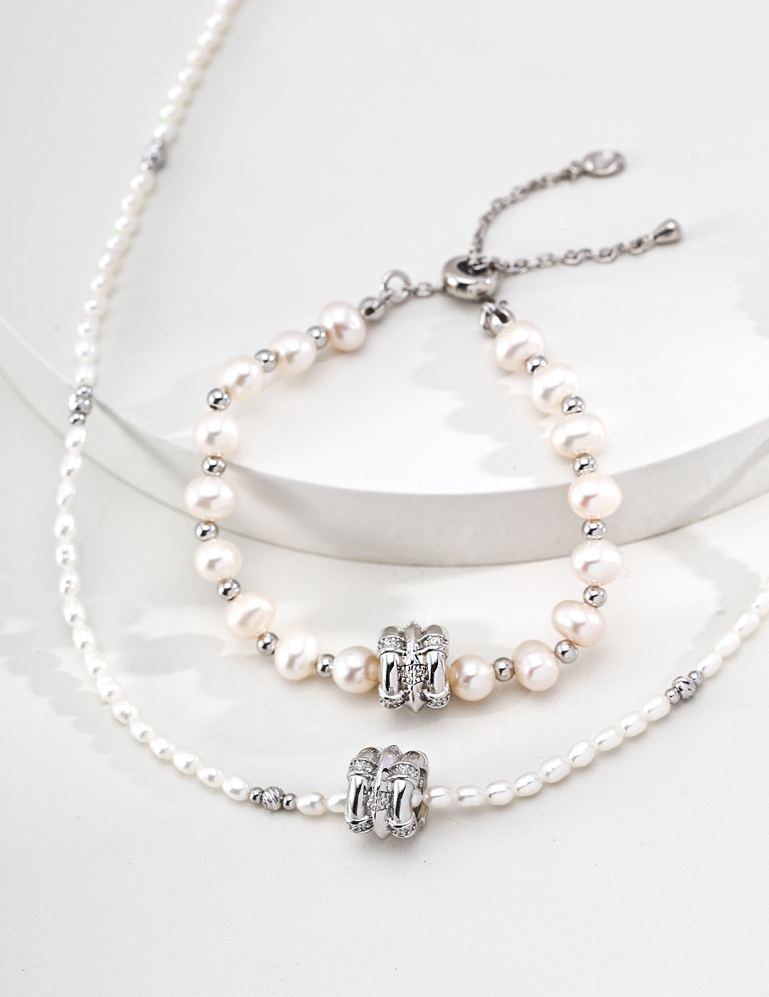 Celestial Fortune Wheel Pearl S925 Necklace - Silver Suite