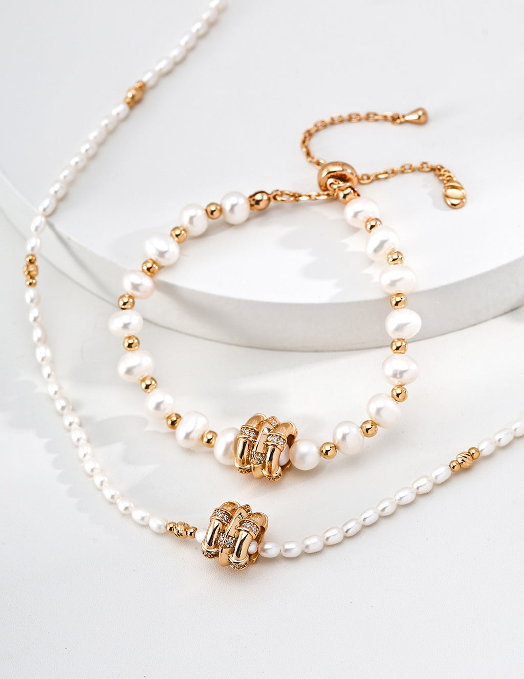 Celestial Fortune Wheel Pearl S925 Necklace - Gold Suite