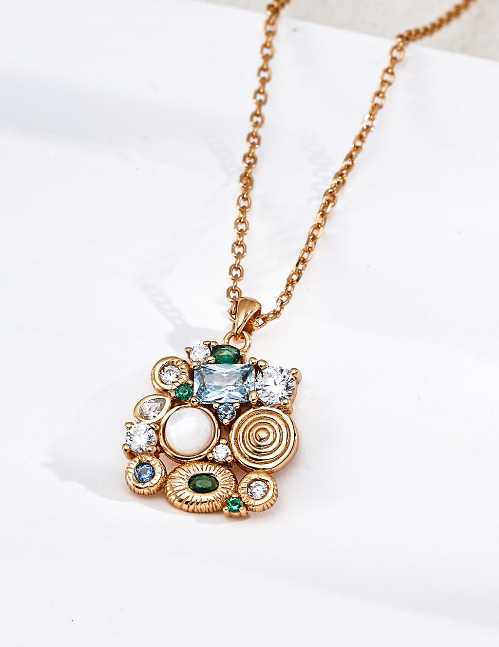 "Forest Heartbeat" Multigem Botanical S925 Necklace - Pendant Detail