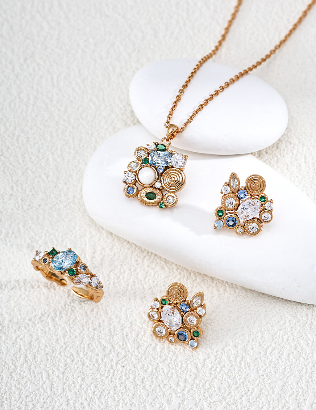 "Forest Heartbeat" Multigem Botanical S925 Necklace - Suite on Stone