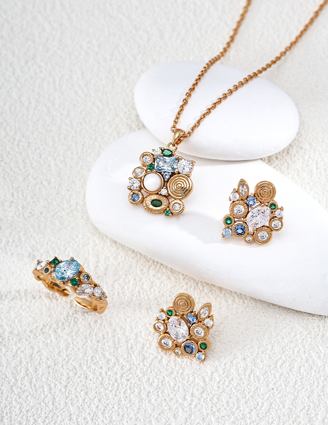 "Forest Heartbeat" Multigem Botanical S925 Necklace - Suite on Stone