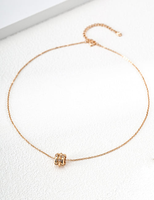 Celestial Fortune Wheel Barrel S925 Necklace - Gold