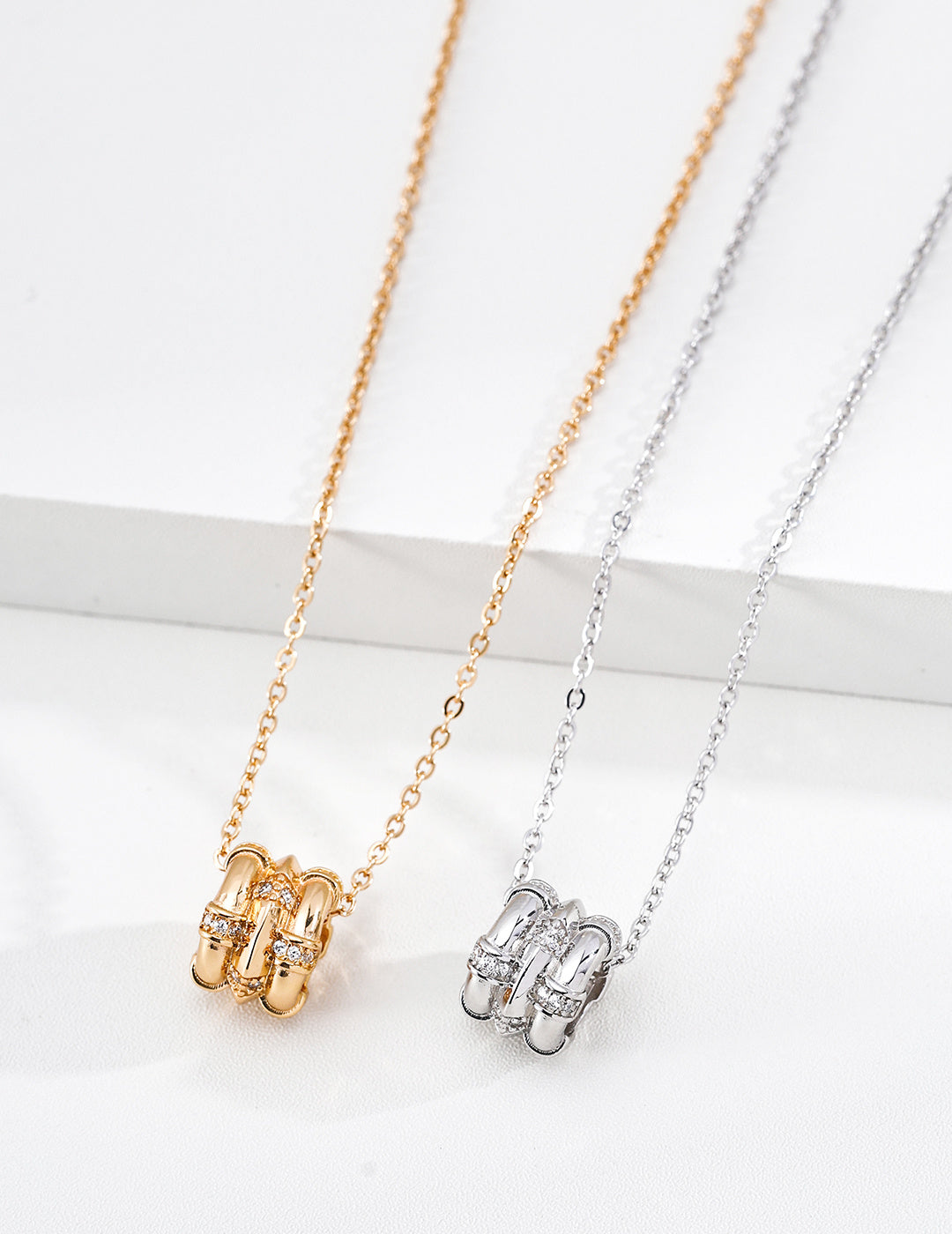 Celestial Fortune Wheel Barrel S925 Necklace - Gold and Silver Pair
