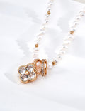 "Fourfold Fortune" Clover Pearl S925 Necklace - On White