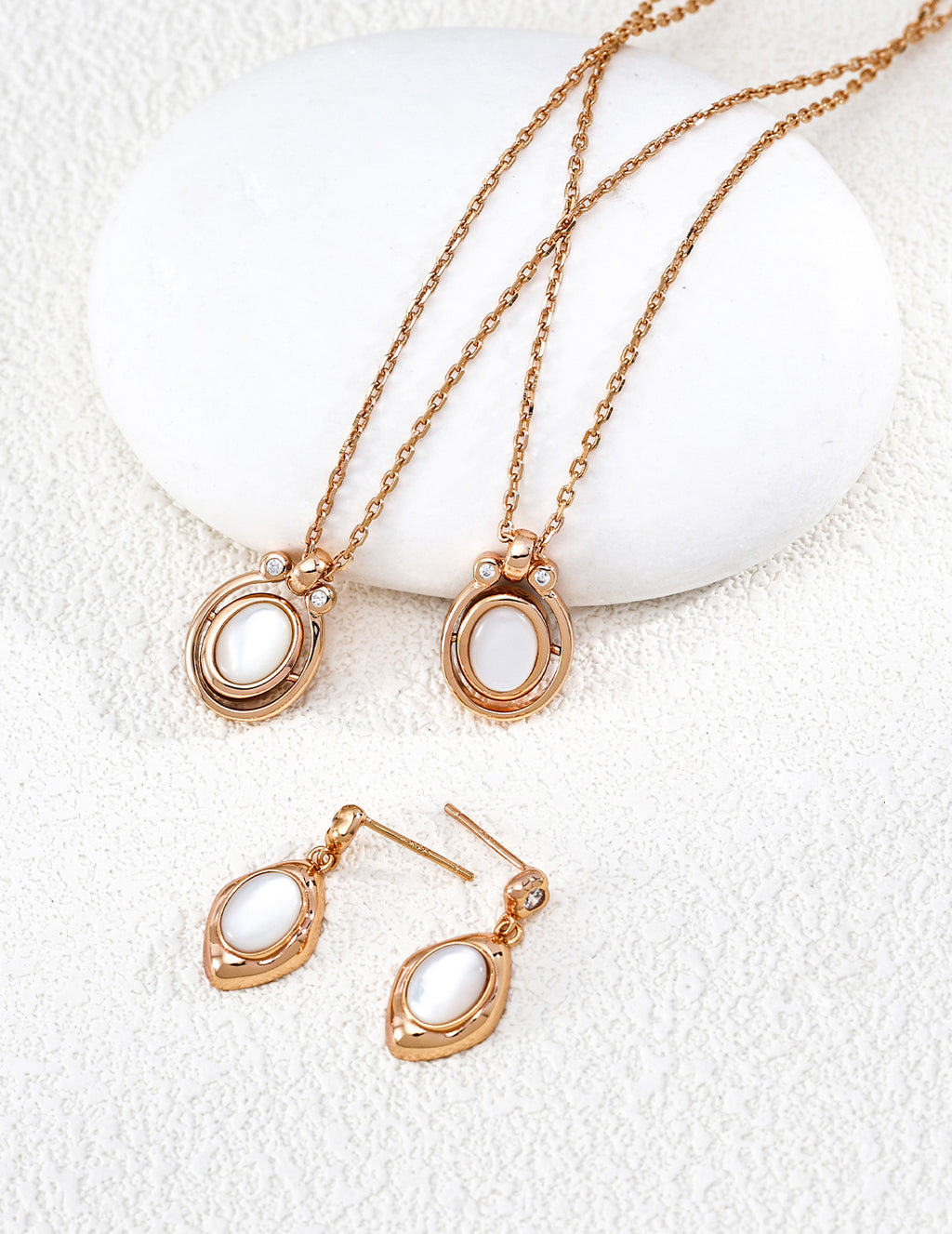 Reversible Spinning Gemstone S925 Necklace - Gold Earrings Suite