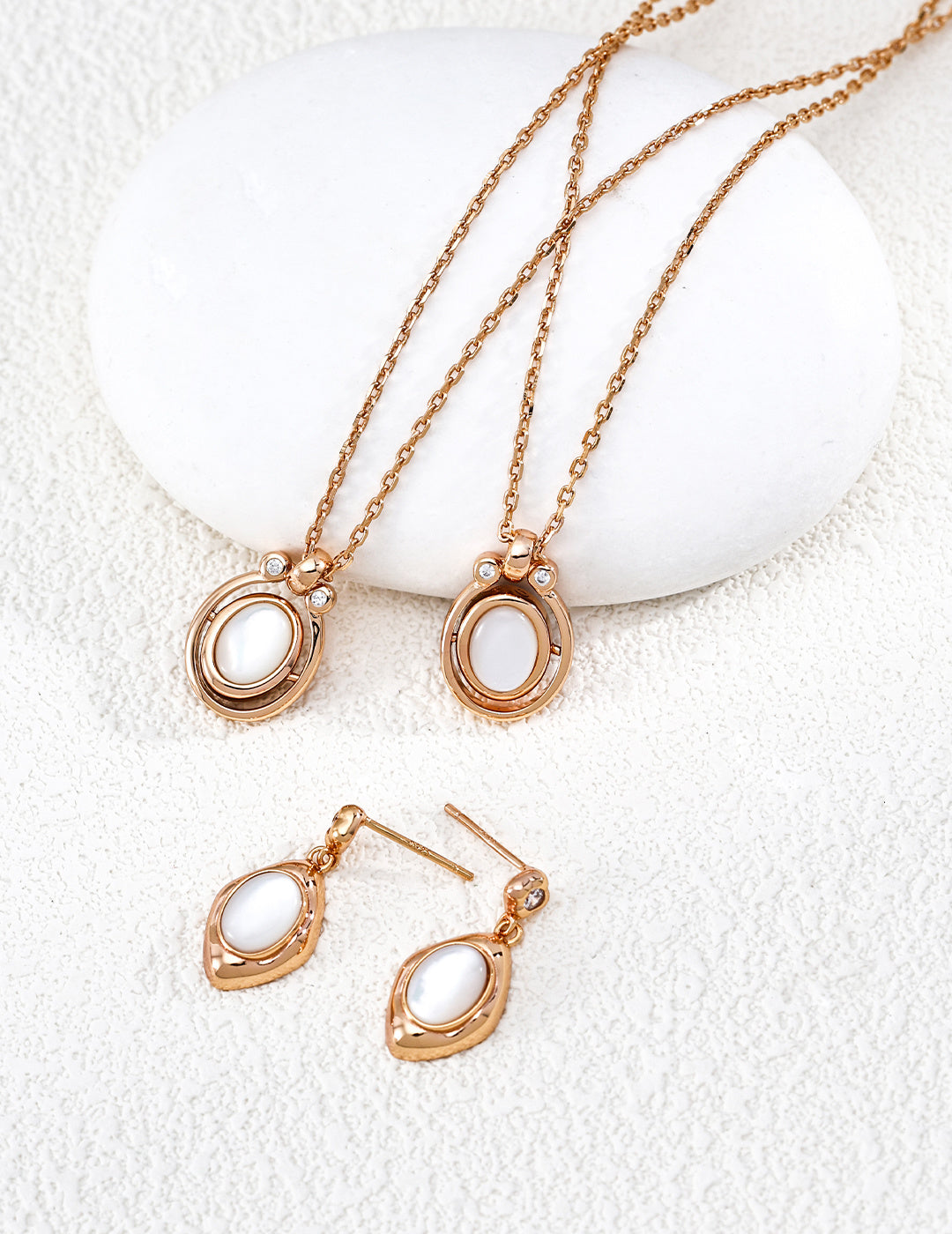 Reversible Spinning Gemstone S925 Necklace - Gold Earrings Suite