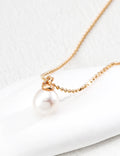 Solitaire Teardrop Pearl Ball Chain Necklace - On Step