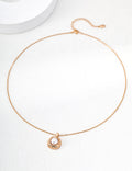 "Chiseled Rock" Pearl Medallion Necklace - Gold
