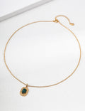 "Woven Rattan" Malachite Medallion Necklace - Malachite Flat Lay