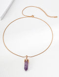 "Royal Coronet" Amethyst Crystal Point Necklace - Flat Lay