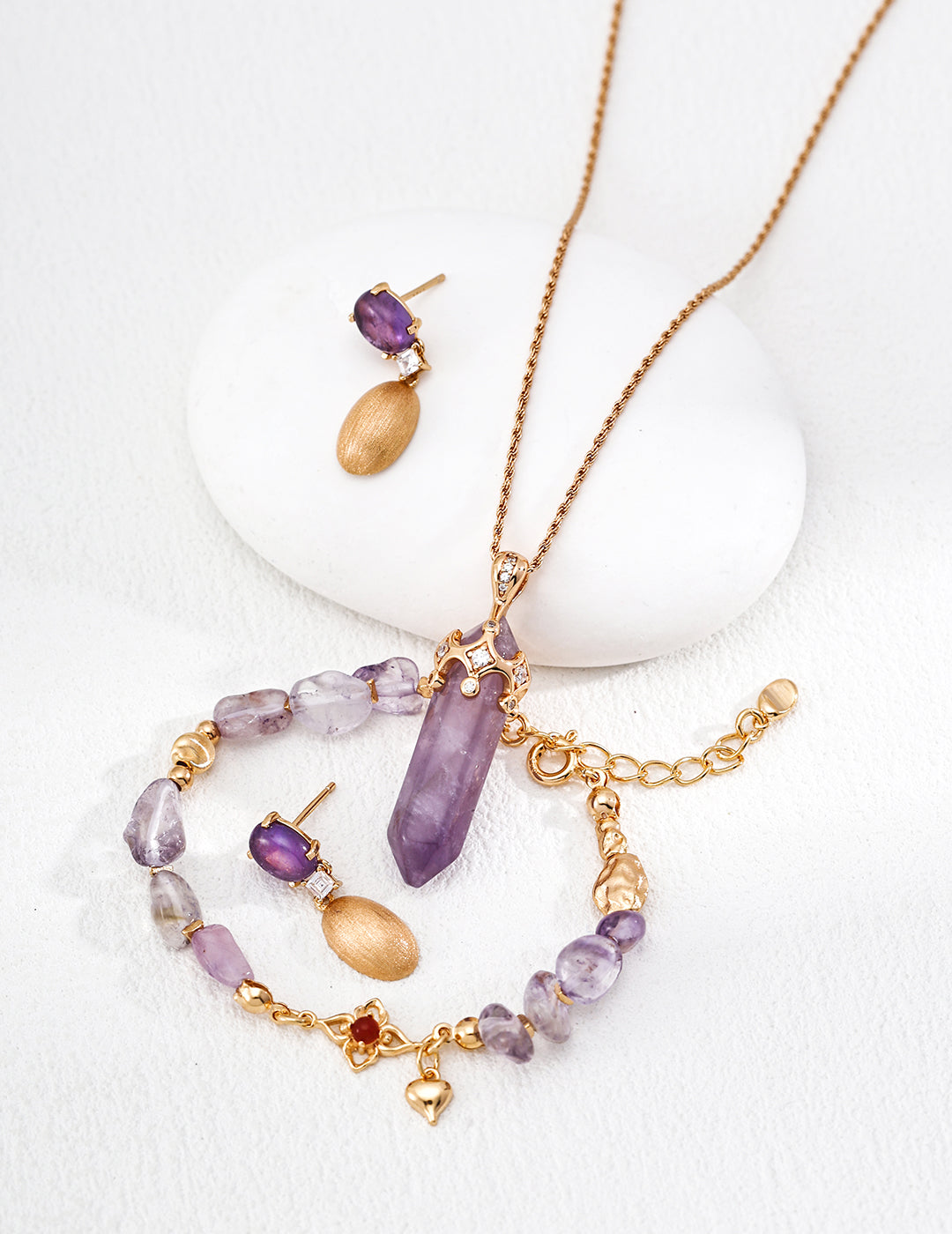 "Royal Coronet" Amethyst Crystal Point Necklace - Gemstone Suite