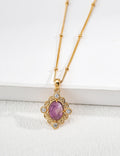 Gothic Palace Filigree Necklace - Gold with Amethyst