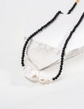 Asymmetric Baroque Pearl & Black Agate Choker - Flat Lay
